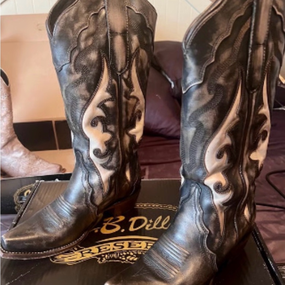 J.B. Dillon Black and White Heeled Boots